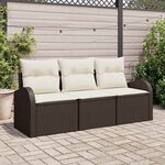 vidaXL Ensemble de canapé de jardin 3 Pièces Marron et blanc Poly rotin