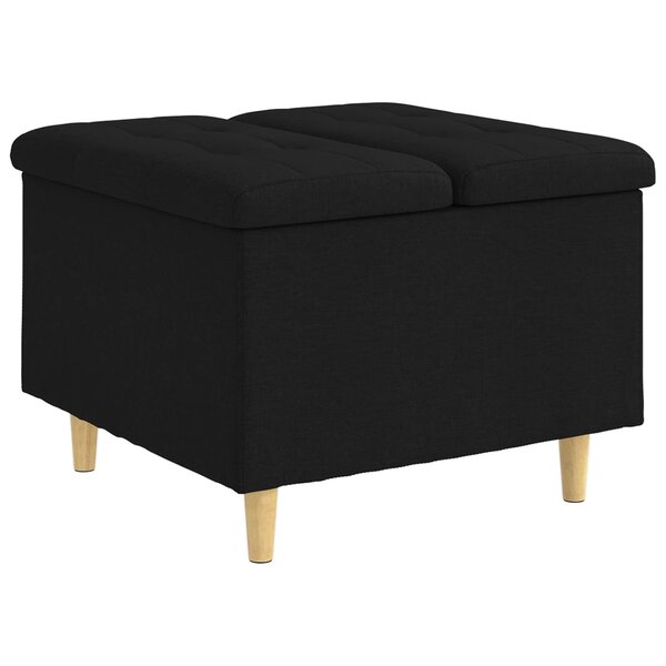 vidaXL Pouf de rangement avec coussin Noir 60 x 60 x 45 cm tissu