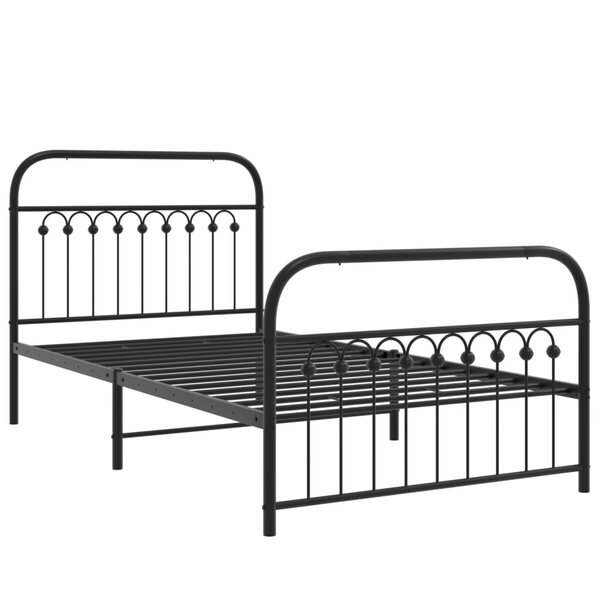 vidaXL Cadre de lit métal avec tête de lit/pied de lit noir 100x190 cm