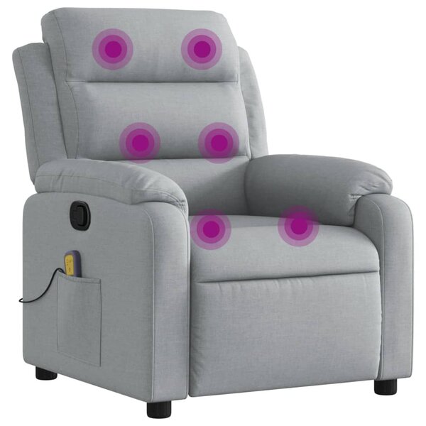 vidaXL Fauteuil de massage inclinable gris clair tissu