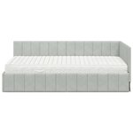 vidaXL Cadre de lit d'angle avec matelas 2 Pièces Gris clair Velours