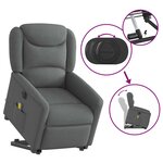 vidaXL Fauteuil inclinable de massage électrique Gris foncé Tissu