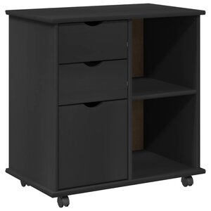 vidaXL Cabinet roulant Noir 63 5 x 39 x 65 5 cm Bois de Pin Massif