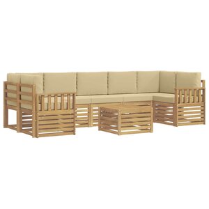 vidaXL Ensemble de canapés d'extérieur 8 Pièces Blanc et Beige Polyester