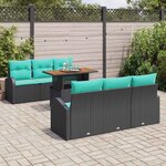 vidaXL Ensemble de canapé de jardin 7 Pièces Noir Poly rotin