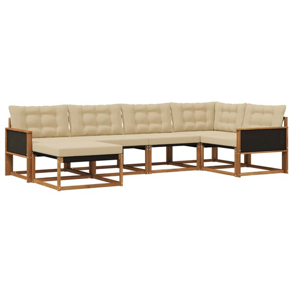 vidaXL Ensemble de canapés d'extérieur 6 Pièces Naturel et Beige