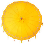 vidaXL Parasol Jaune (210-220) x 260 cm Coton et bois massif