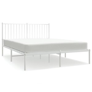 vidaXL Cadre de lit métal sans matelas et tête de lit blanc 140x190 cm