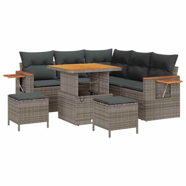 vidaXL Ensemble de canapé de jardin 8 Pièces Gris 80 x 80 x 71 cm