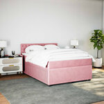 vidaXL Sommier à lattes de lit avec matelas Rose 160x200 cm Velours