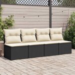 vidaXL Salon de jardin avec coussins 2 Pièces noir résine tressée acacia