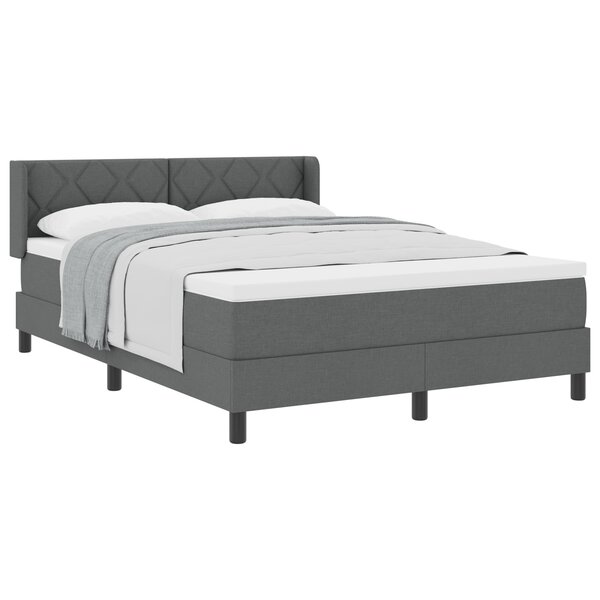 Lit à sommier tapissier vidaXL avec matelas gris foncé 160x200 cm tissu