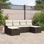 vidaXL Ensemble de canapé de jardin 6 Pièces Marron Poly rotin