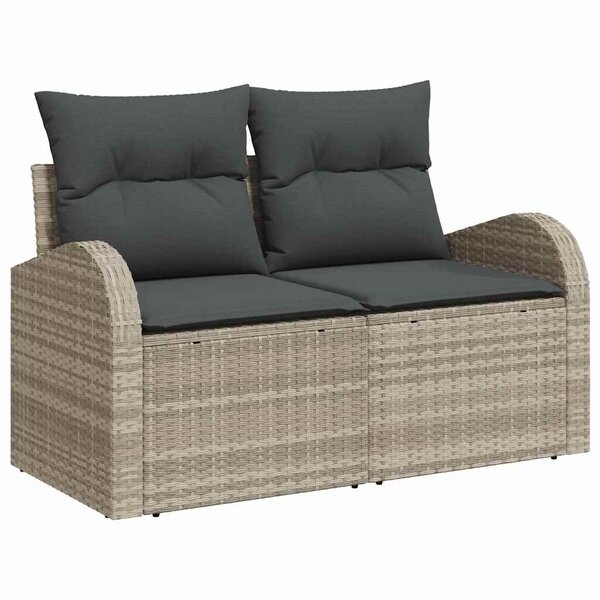 vidaXL Canapé de jardin Gris clair 124 x 62 x 69cm polyrotin