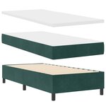 vidaXL Lit à ressort LED avec matelas Vert foncé 100 x 200 cm tissu