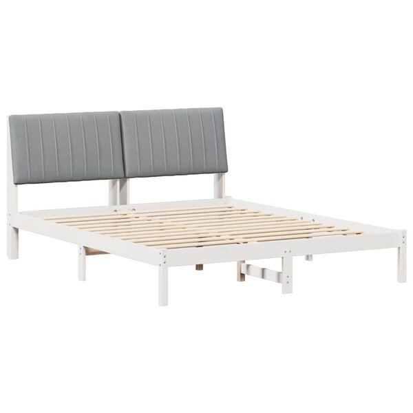 vidaXL Cadre de lit avec tête de lit Blanc 160 x 200 cm Pin massif