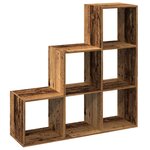 vidaXL Étagère séparatrice de pièce à 3 niveaux vieux bois 99x29x99 cm