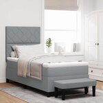 vidaXL Lit à ressorts avec matelas Gris clair 90 x 200 cm tissu