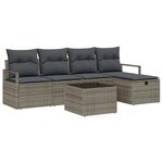 vidaXL Ensemble de canapé de jardin avec coussin 6 Pièces Gris Poly rotin