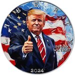 Pièce de monnaie en Argent 1 Dollar g 31.1 (1 oz) Millésime 2024 AmericArt DONALD TRUMP