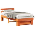 vidaXL Cadre de lit avec tête de lit Brun cire 100 x 200 cm Pin massif