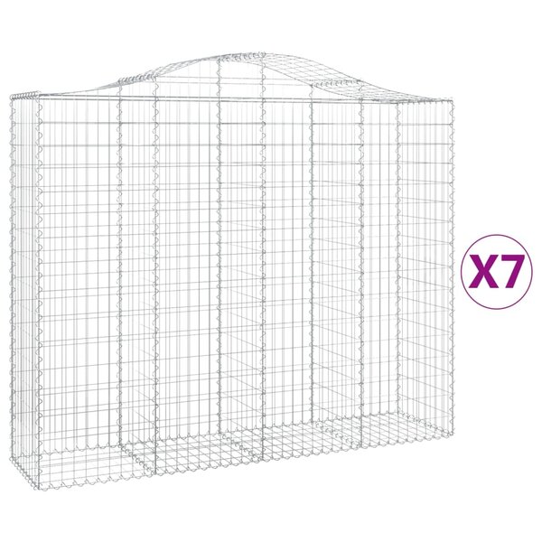 vidaXL Paniers à gabions arqués 7 Pièces 200x50x160/180 cm Fer galvanisé
