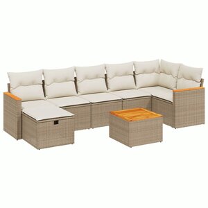 vidaXL Salon de jardin avec coussins 8 Pièces beige résine tressée