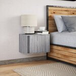 vidaXL Table de chevet murale avec lumières LED sonoma gris