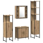 vidaXL Ensemble de mobilier de salle de bain avec étagère 4 Pièces Marron