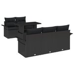 vidaXL Ensemble de canapés de jardin en 6 pièces avec coussins en poly rotin noir.
