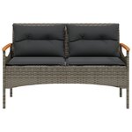 vidaXL Banc de jardin avec coussins 116x62 5x74 cm gris résine tressée