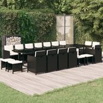 vidaXL Ensemble à manger de jardin coussins 19 Pièces Résine tressée Noir