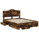 vidaXL Cadre de lit Chêne fumé 140 x 190 cm Bois d'ingénierie