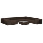 vidaXL Salon de jardin 10 Pièces avec coussins Résine tressée Marron