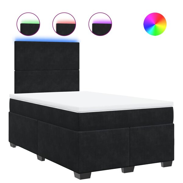 vidaXL Sommier à lattes de lit avec matelas noir 120x190 cm velours