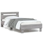 vidaXL Cadre de lit tête de lit et lumières LED sonoma gris 90x190 cm