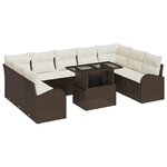 vidaXL Ensemble de canapé de jardin 10 Pièces Marron Poly rotin