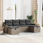 vidaXL Ensemble de canapé de jardin avec coussin 6 Pièces Gris Poly rotin