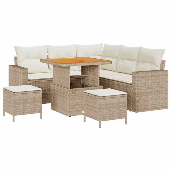 vidaXL Ensemble de canapé de jardin 8 Pièces Beige polyrotin