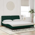 vidaXL Lit avec matelas vert foncé 180x200 cm velours