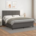vidaXL Sommier à lattes de lit avec matelas Gris 180x200 cm Similicuir