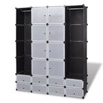 vidaXL Armoire modulaire 18 compartiments Noir et blanc 37x146x180 5cm