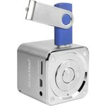 MUSICMAN MINI SOUNDSTATION Mini Enceinte portable avec lecteur MP3 intégré, port USB et fente carte micro SD jusqu'a 32 GB - Argent