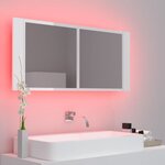 vidaXL Armoire à miroir de bain à LED Blanc brillant Acrylique