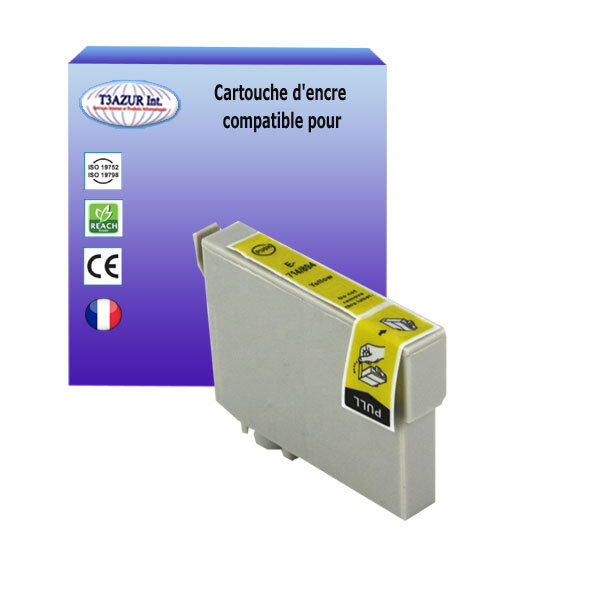 Cartouche Compatible pour Epson Stylus DX5050 DX6000 DX6050 DX7000F DX7400 DX7450 DX8400 DX8450 DX9400F  remplace Epson T0714  Jaune - T3AZUR