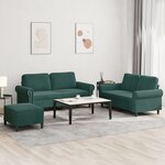 vidaXL Ensemble de canapés 3 Pièces avec coussins Vert foncé Velours