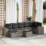 vidaXL Salon de jardin 8 Pièces avec coussins gris résine tressée