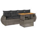 vidaXL Salon de jardin 5 Pièces avec coussins gris résine tressée