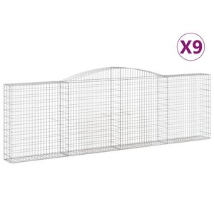 vidaXL Paniers à gabions arqués 9 Pièces 400x30x120/140 cm Fer galvanisé