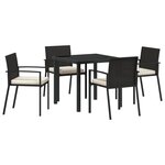 vidaXL Ensemble de jardin 5 pièces Noir Poly Rattan